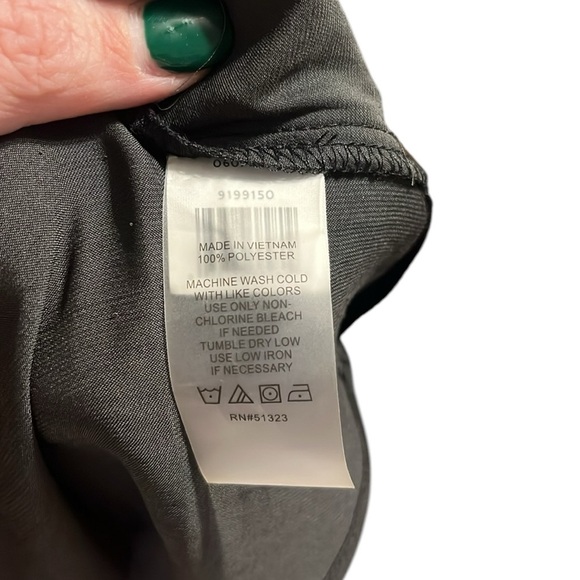 Vince Camuto black v- rock blouse with long sleeves with button accents. - Picture 8 of 8